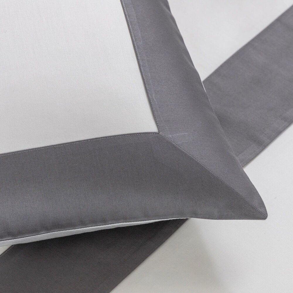 Frette Queen Bold Duvet Cover , Milk/Slate Grey , 100% Cotton, Made In Italy - Picture 3 of 10